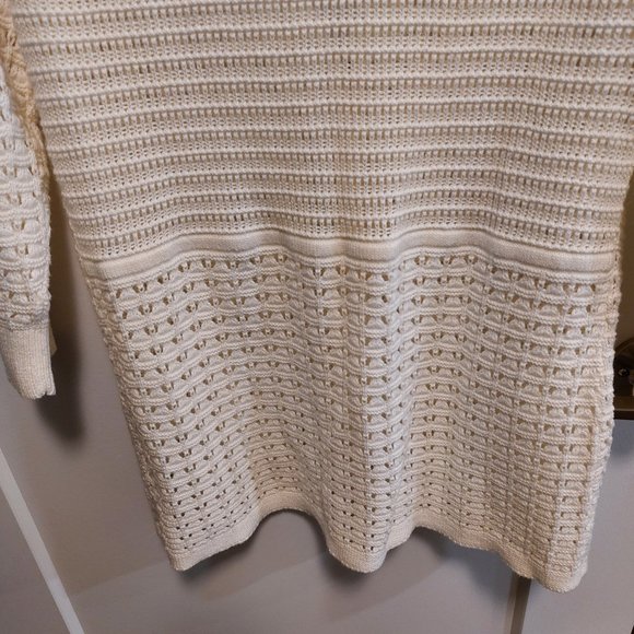 DKNY JEANS Cotton Acrylic Open Weave Cardigan/Sweater -Cream - Size Large - Picture 3 of 6